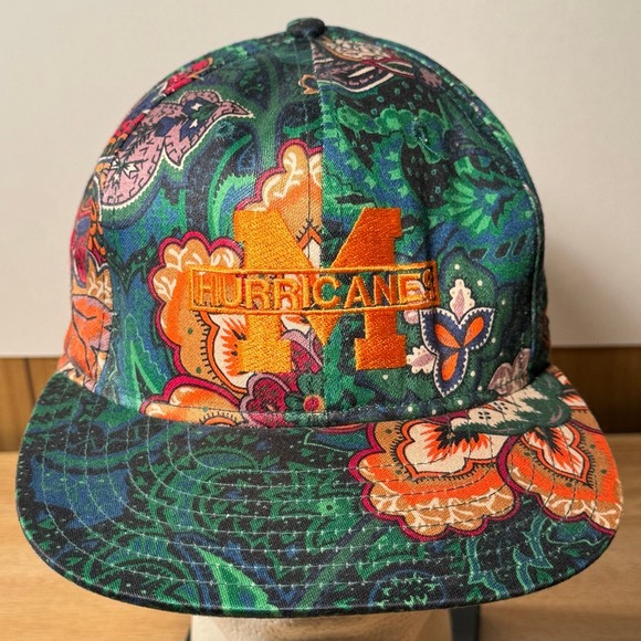 Vintage University of Miami Hurricanes Floral Paisley Snapback Hat USA - Picture 1 of 9
